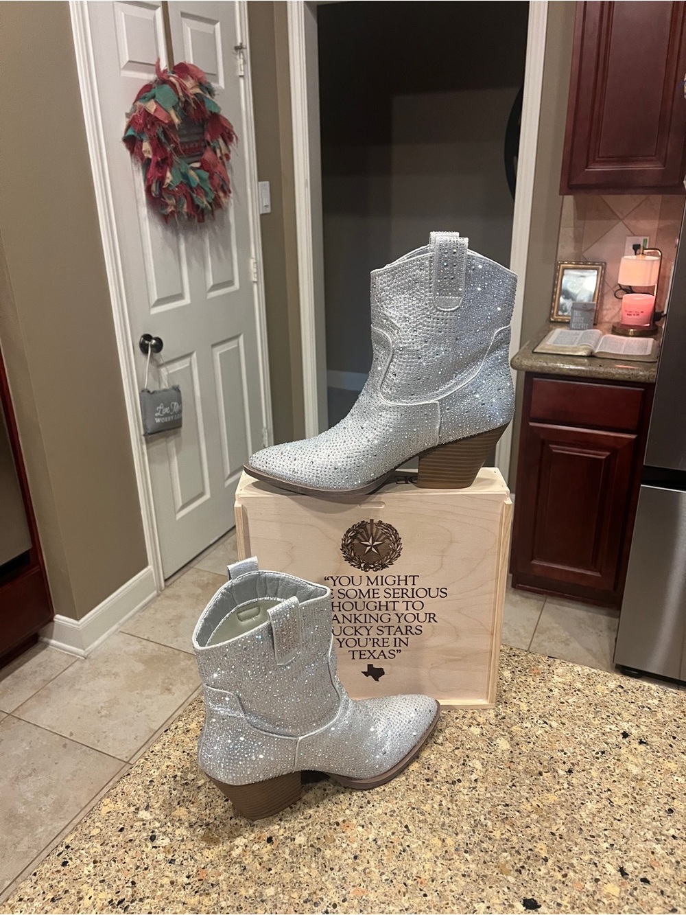 Sparkly Silver Rhinestone Cowboy Boots - Picture 2 of 7